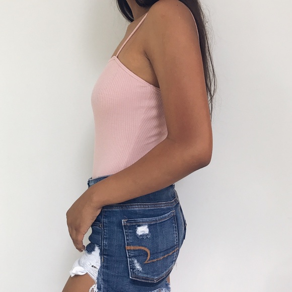 🆕 Ana - Blush Straight Neck Ribbed Bodysuit - Picture 2 of 4